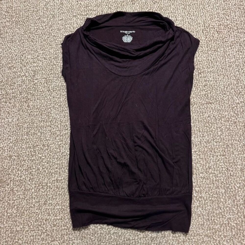 Liz Lange Maternity for Target Cowl Neck Top Dark Purple Banded Hem Size Medium